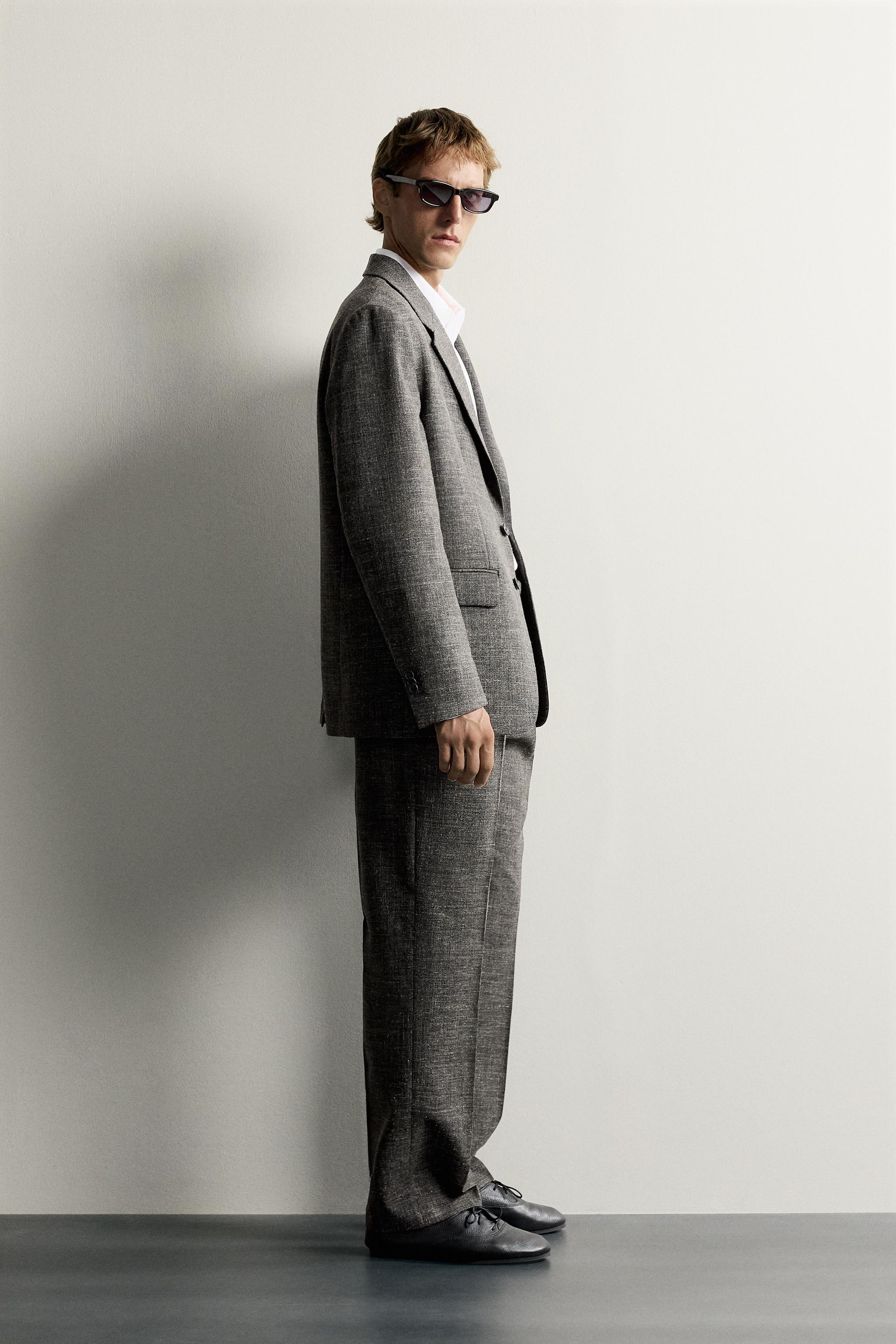 PANTALON DE COSTUME EN LAINE ET LIN AARON LEVINE X ZARA